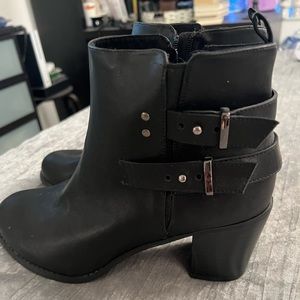 Torrid black double strap buckle booties size 13.